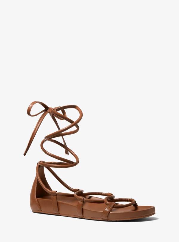 Damske Sandále Michael Kors Vero Faux Leather Lace-Up Hnede - Topanky Michael Kors Levně | QYECS-1403